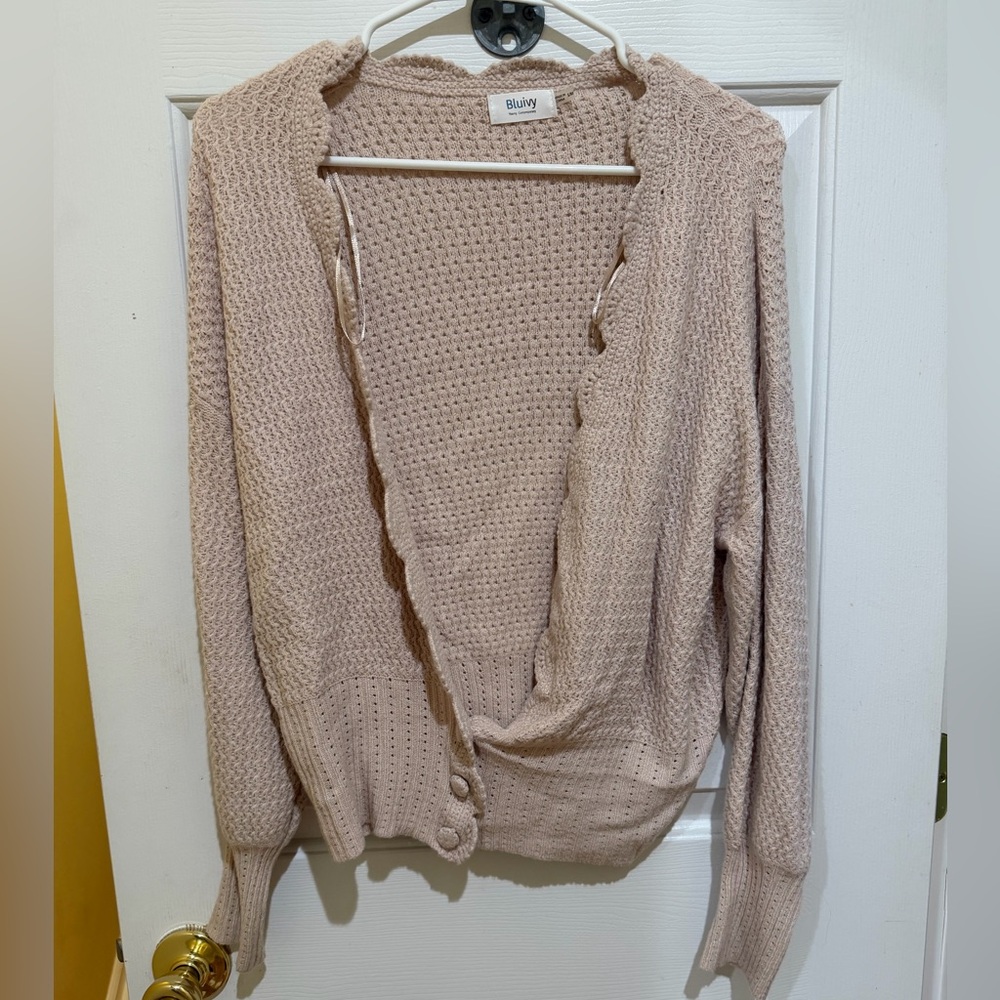 Light Pink Cardigan with Scalloped neckline